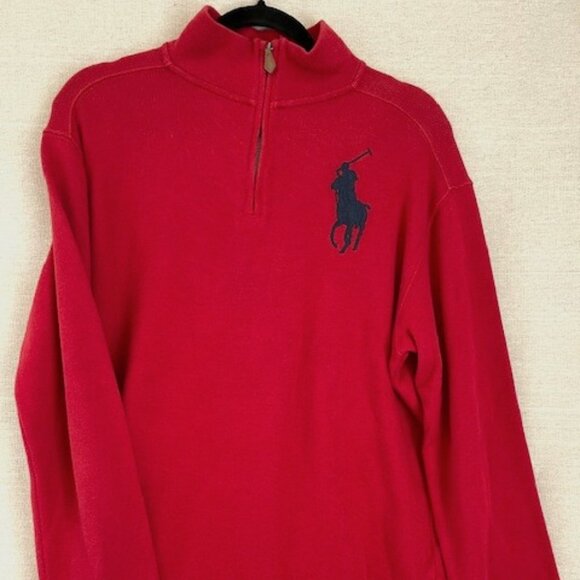 Polo Ralph Lauren Other - Vintage Polo Ralph Lauren Boys Sweater 1/4 Zip Big Pony Red XL Long Sleeve